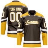 Custom Brown Gold Solid Colour Hockey Jersey