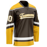 Custom Brown Gold Solid Colour Hockey Jersey