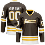 Custom Brown Gold Solid Colour Hockey Jersey