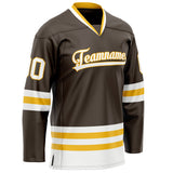 Custom Brown Gold Solid Colour Hockey Jersey