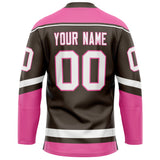 Custom Brown Pink Solid Colour Hockey Jersey