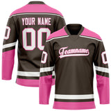 Custom Brown Pink Solid Colour Hockey Jersey