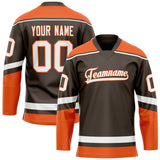 Custom Brown Orange Solid Colour Hockey Jersey