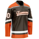 Custom Brown Orange Solid Colour Hockey Jersey