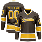 Custom Brown Gold Solid Colour Hockey Jersey