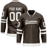 Custom Brown White Solid Colour Hockey Jersey