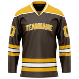 Custom Brown Gold Solid Colour Hockey Jersey