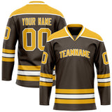 Custom Brown Gold Solid Colour Hockey Jersey