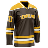 Custom Brown Gold Solid Colour Hockey Jersey