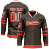 Custom Brown Red Solid Colour Hockey Jersey