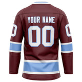 Custom Brown Light Blue Solid Colour Hockey Jersey