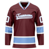 Custom Brown Light Blue Solid Colour Hockey Jersey