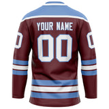 Custom Brown Light Blue Solid Colour Hockey Jersey