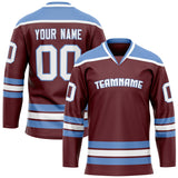 Custom Brown Light Blue Solid Colour Hockey Jersey