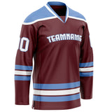 Custom Brown Light Blue Solid Colour Hockey Jersey