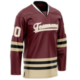 Custom Brown Cream Solid Colour Hockey Jersey