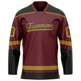 Custom Brown Old Gold Solid Colour Hockey Jersey