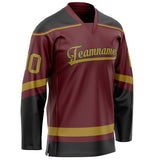 Custom Brown Old Gold Solid Colour Hockey Jersey