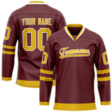 Custom Brown Gold Solid Colour Hockey Jersey