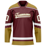 Custom Brown Old Gold Solid Colour Hockey Jersey