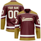 Custom Brown Old Gold Solid Colour Hockey Jersey