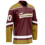 Custom Brown Old Gold Solid Colour Hockey Jersey