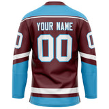 Custom Brown Blue Solid Colour Hockey Jersey