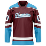 Custom Brown Blue Solid Colour Hockey Jersey