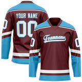 Custom Brown Blue Solid Colour Hockey Jersey