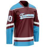 Custom Brown Blue Solid Colour Hockey Jersey