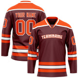 Custom Brown Orange Solid Colour Hockey Jersey