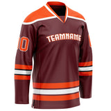 Custom Brown Orange Solid Colour Hockey Jersey