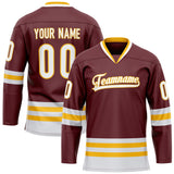 Custom Brown White Solid Colour Hockey Jersey