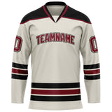 Custom Cream Crimson Solid Colour Hockey Jersey