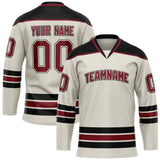 Custom Cream Crimson Solid Colour Hockey Jersey