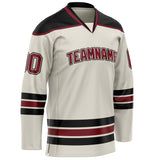 Custom Cream Crimson Solid Colour Hockey Jersey