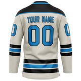 Custom Cream Blue Solid Colour Hockey Jersey