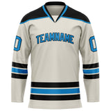 Custom Cream Blue Solid Colour Hockey Jersey