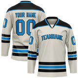 Custom Cream Blue Solid Colour Hockey Jersey