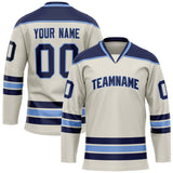 Custom Cream Navy Solid Colour Hockey Jersey