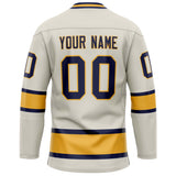 Custom Cream Navy Solid Colour Hockey Jersey