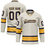 Custom Cream Navy Solid Colour Hockey Jersey