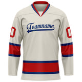 Custom Cream Red Solid Colour Hockey Jersey