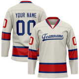 Custom Cream Red Solid Colour Hockey Jersey