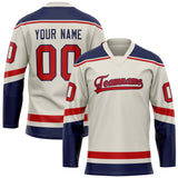 Custom Cream Red Solid Colour Hockey Jersey