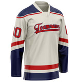 Custom Cream Red Solid Colour Hockey Jersey