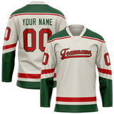 Custom Cream Kelly Green Solid Colour Hockey Jersey