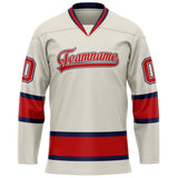 Custom Cream Red Solid Colour Hockey Jersey