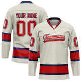 Custom Cream Red Solid Colour Hockey Jersey