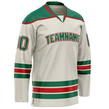 Custom Cream Kelly Green Solid Colour Hockey Jersey